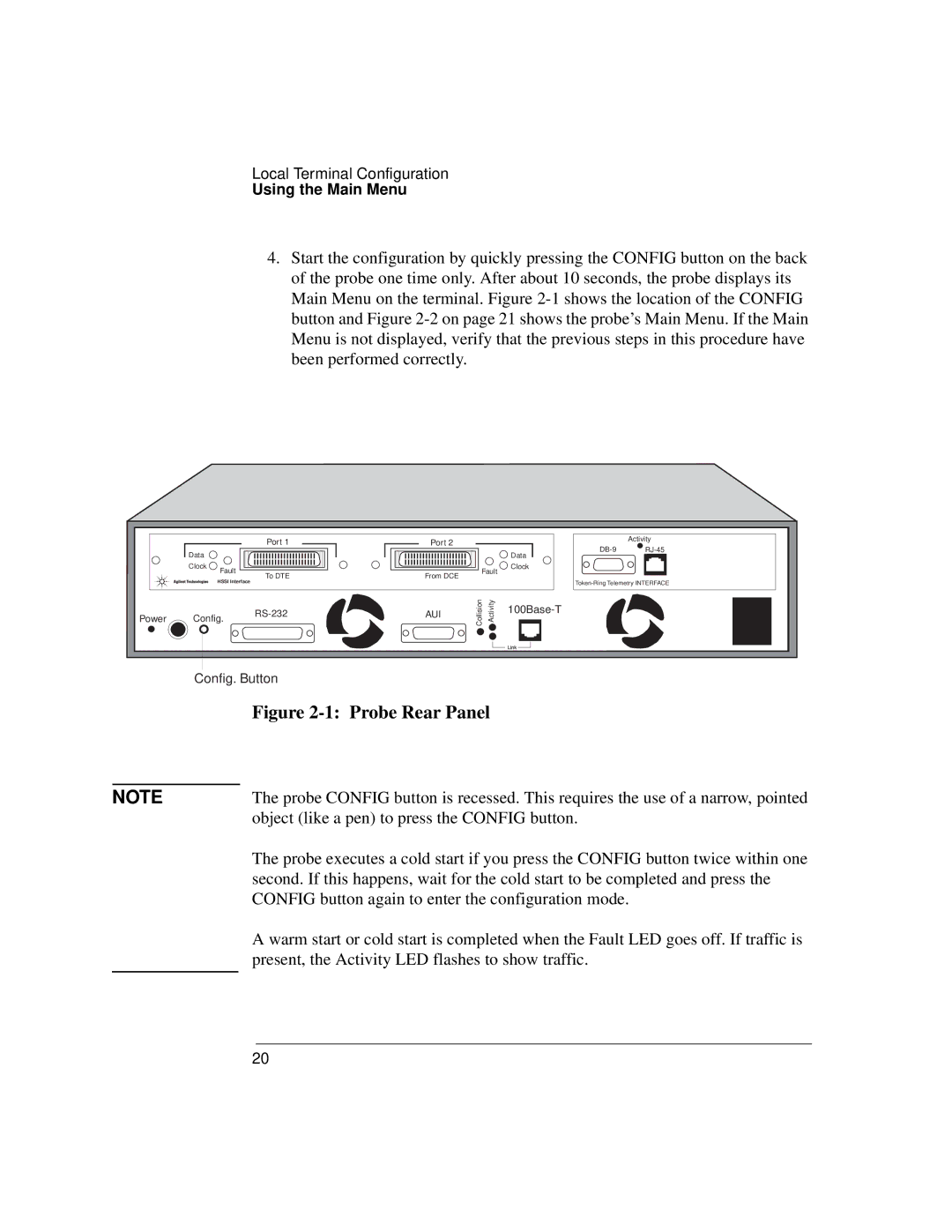 Agilent Technologies J3916A manual Probe Rear Panel 