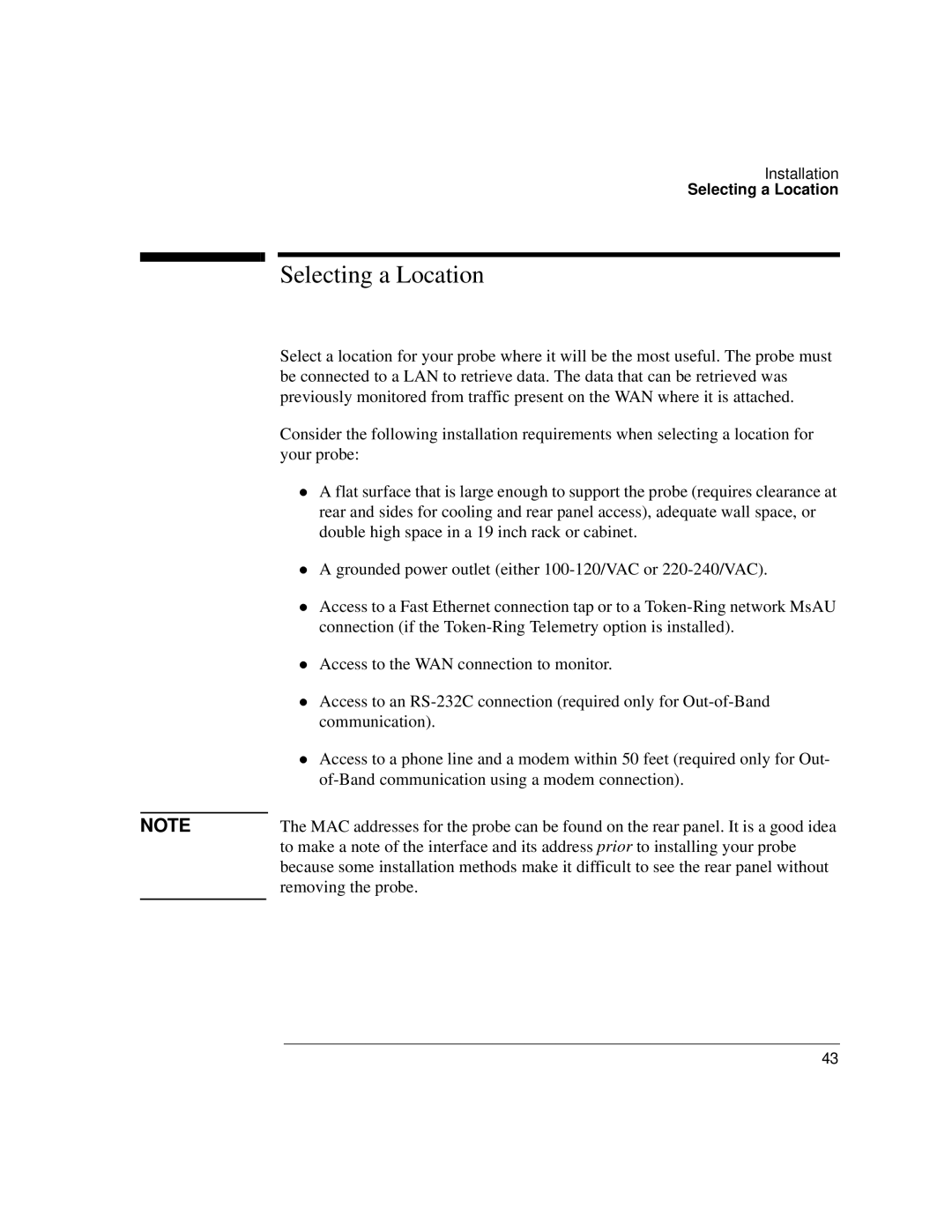 Agilent Technologies J3916A manual Selecting a Location 