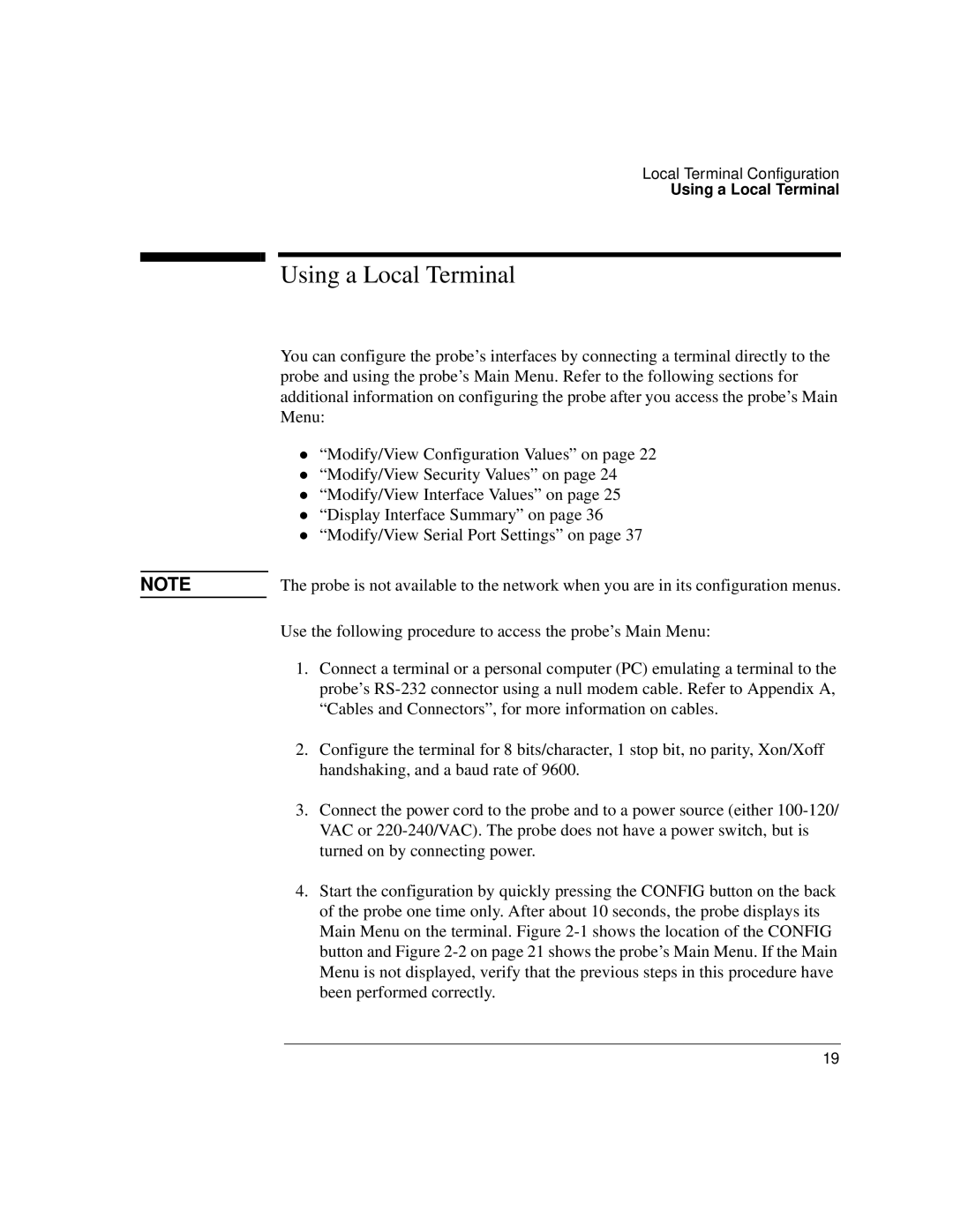 Agilent Technologies J3972A, J3919A manual Using a Local Terminal 