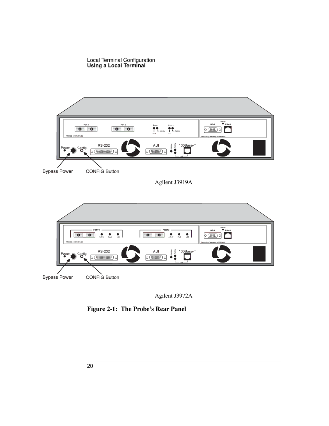 Agilent Technologies J3919A, J3972A manual Probe’s Rear Panel 