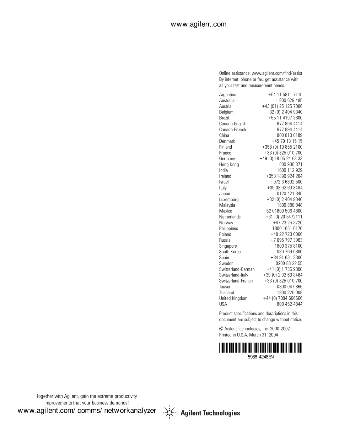 Agilent Technologies J6800A manual 5988-4248EN 