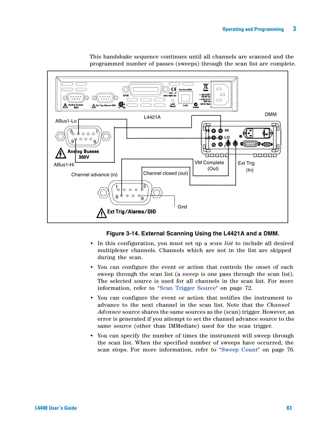 Agilent Technologies L4400 manual External Scanning Using the L4421A and a DMM 