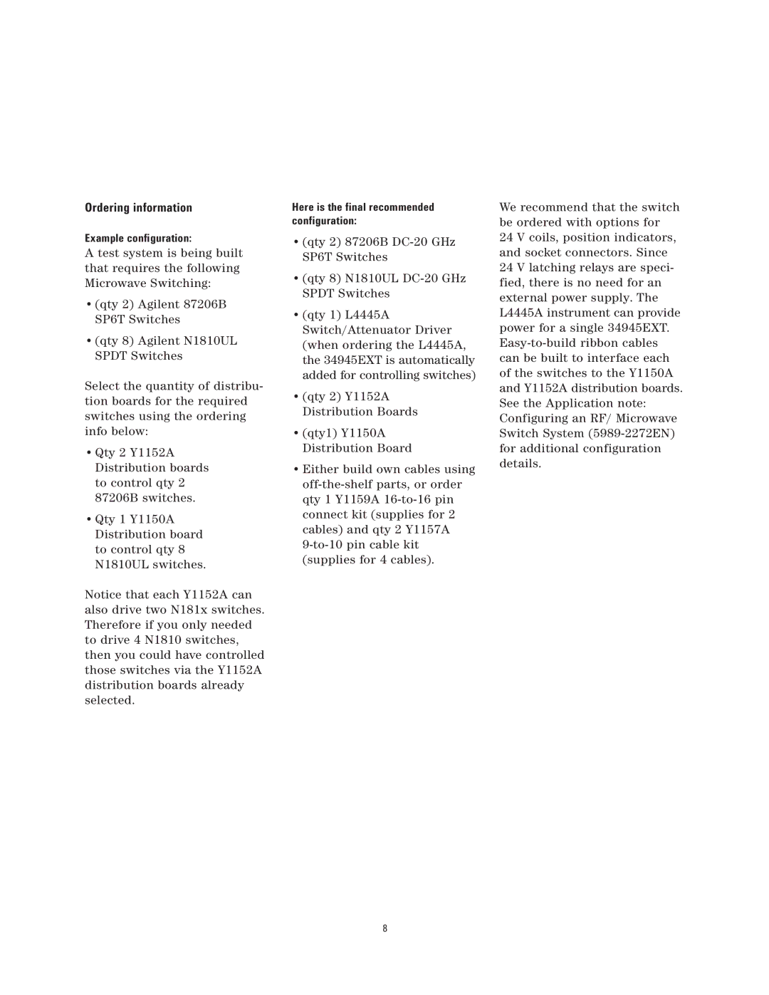 Agilent Technologies L4445A manual Ordering information 