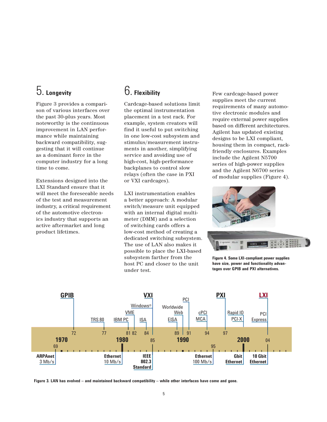 Agilent Technologies LXI manual Longevity, Flexibility, 1970 1980 1990 2000 