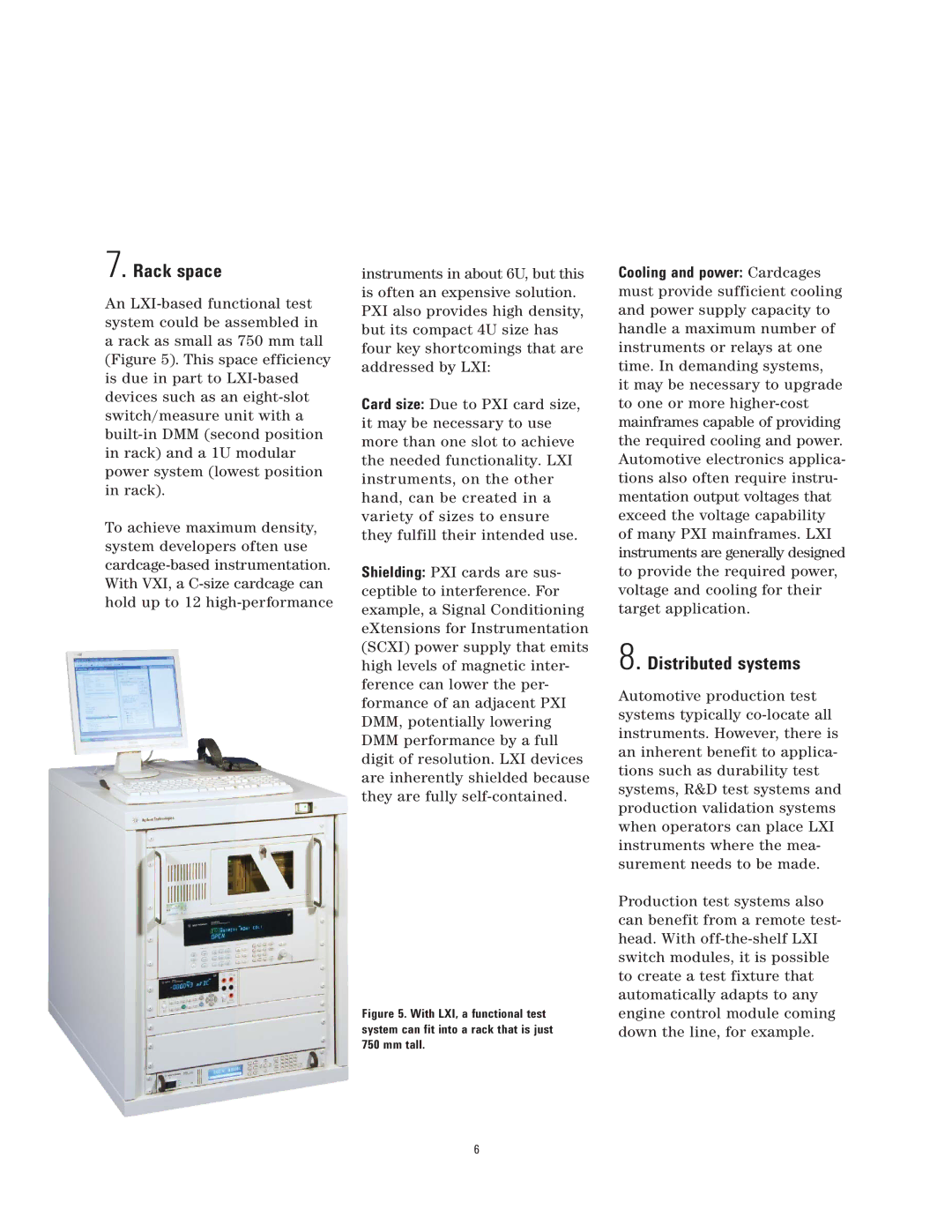 Agilent Technologies LXI manual Rack space, Distributed systems 