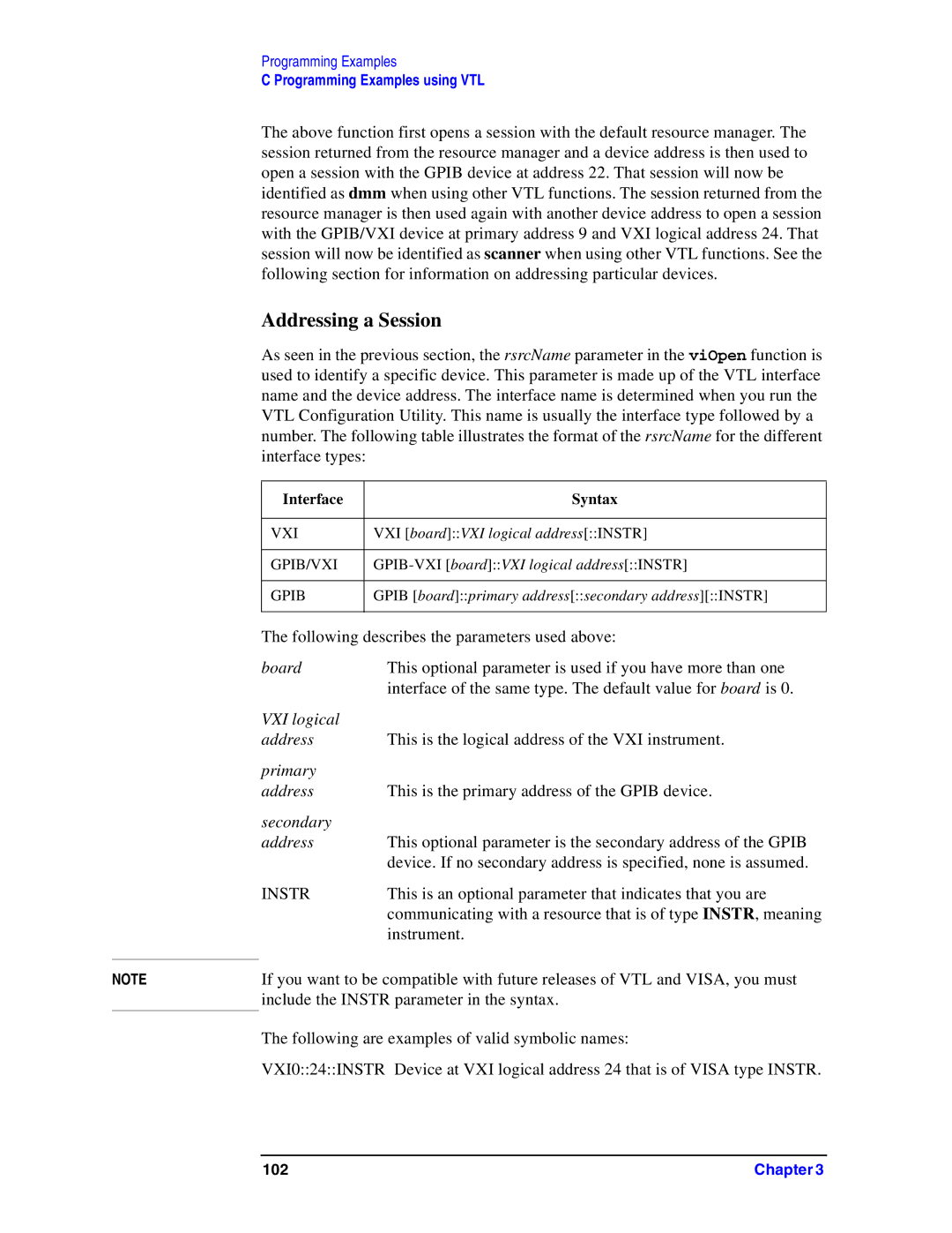 Agilent Technologies Model  A.08.xx manual Addressing a Session, Interface Syntax 