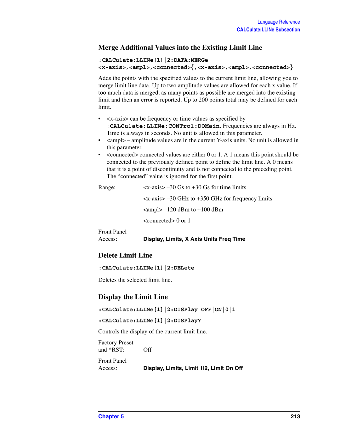 Agilent Technologies Model  A.08.xx manual Merge Additional Values into the Existing Limit Line, Delete Limit Line 