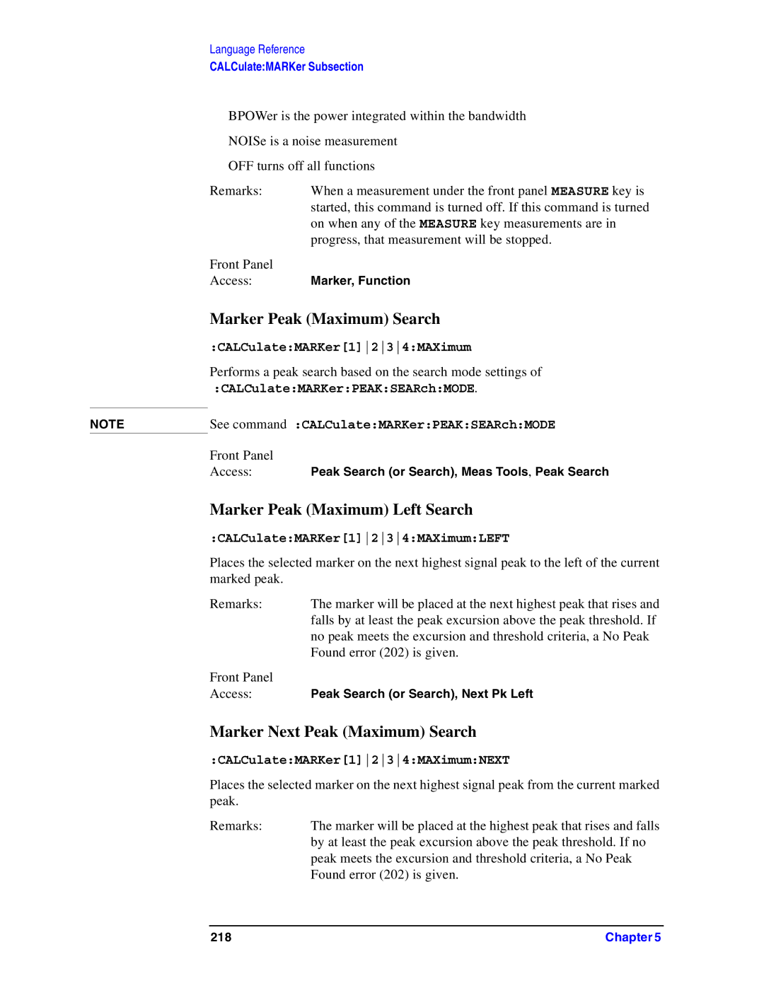 Agilent Technologies Model  A.08.xx manual Marker Peak Maximum Search, Marker Peak Maximum Left Search 