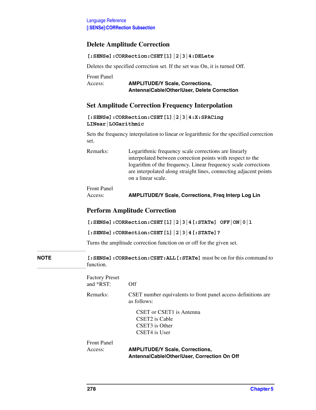 Agilent Technologies Model  A.08.xx manual Delete Amplitude Correction, Set Amplitude Correction Frequency Interpolation 