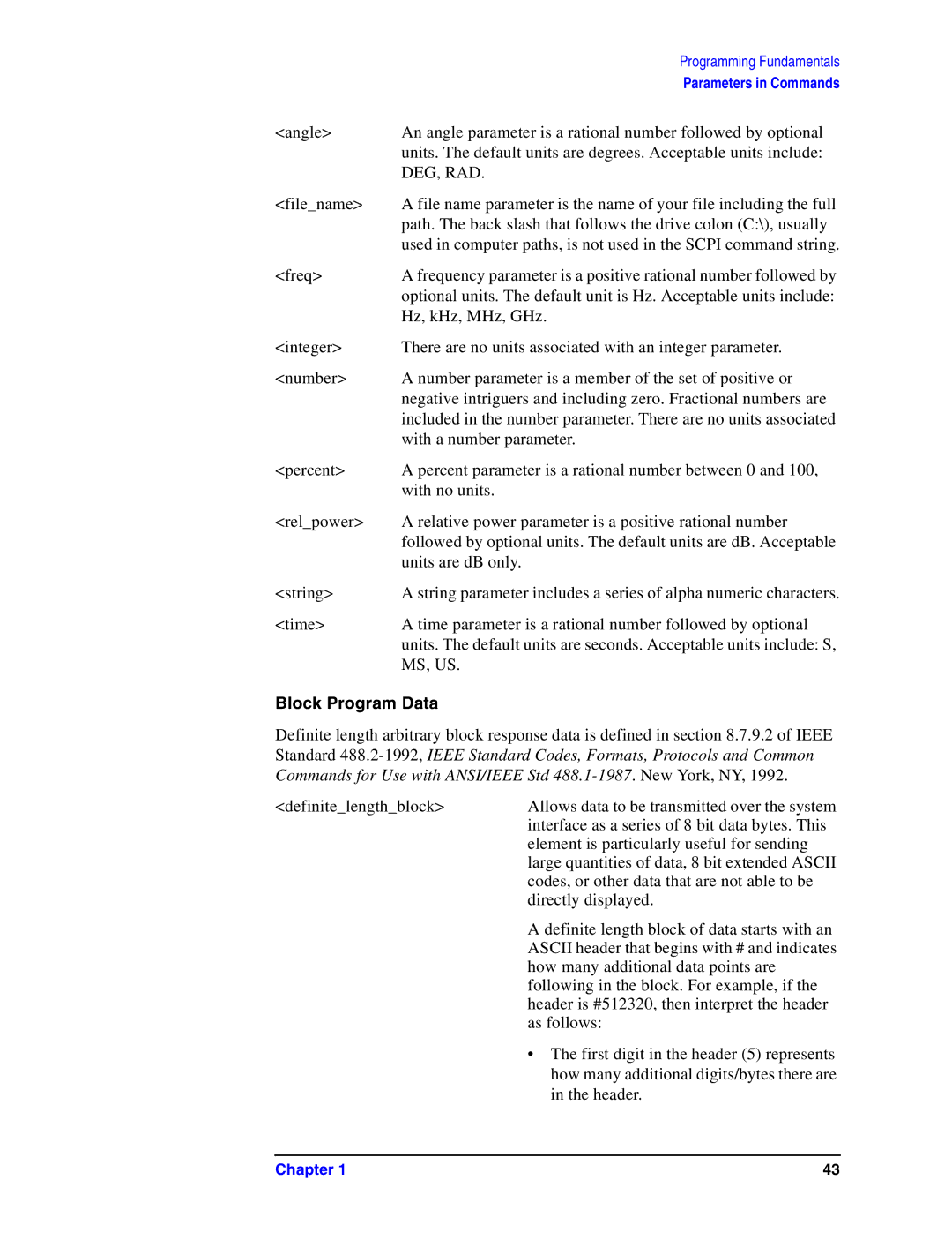 Agilent Technologies Model  A.08.xx manual Block Program Data 