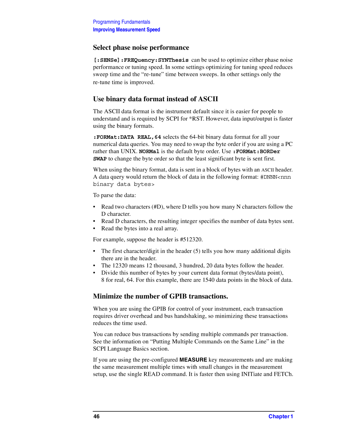 Agilent Technologies Model  A.08.xx manual Select phase noise performance, Use binary data format instead of Ascii 