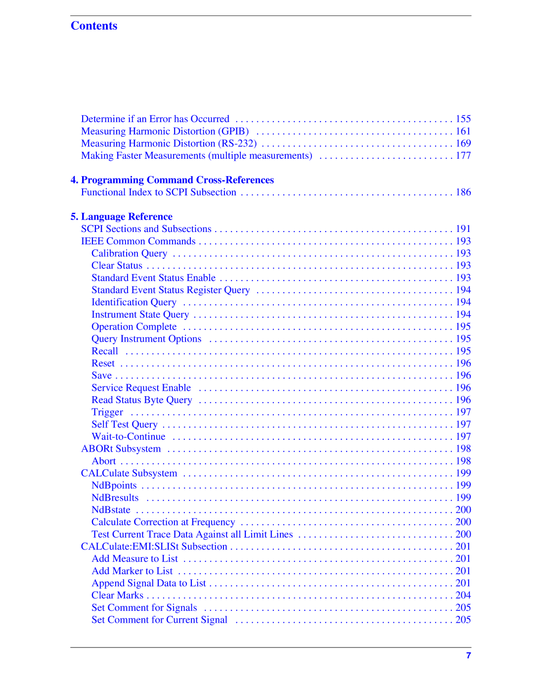 Agilent Technologies Model  A.08.xx manual Programming Command Cross-References 