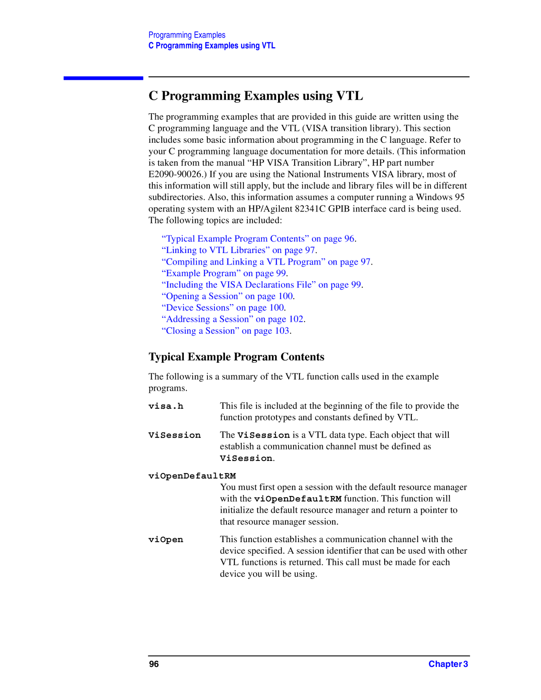 Agilent Technologies Model  A.08.xx manual Programming Examples using VTL, Typical Example Program Contents 