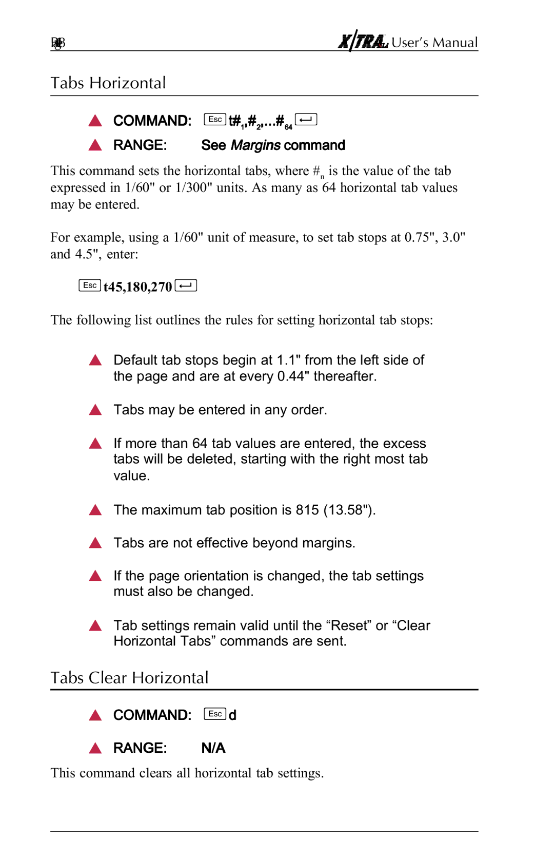 Agilent Technologies N-Series user manual Tabs Clear Horizontal, Page418 User’s Manual, Command st#1,#2,...#64d, Command sd 