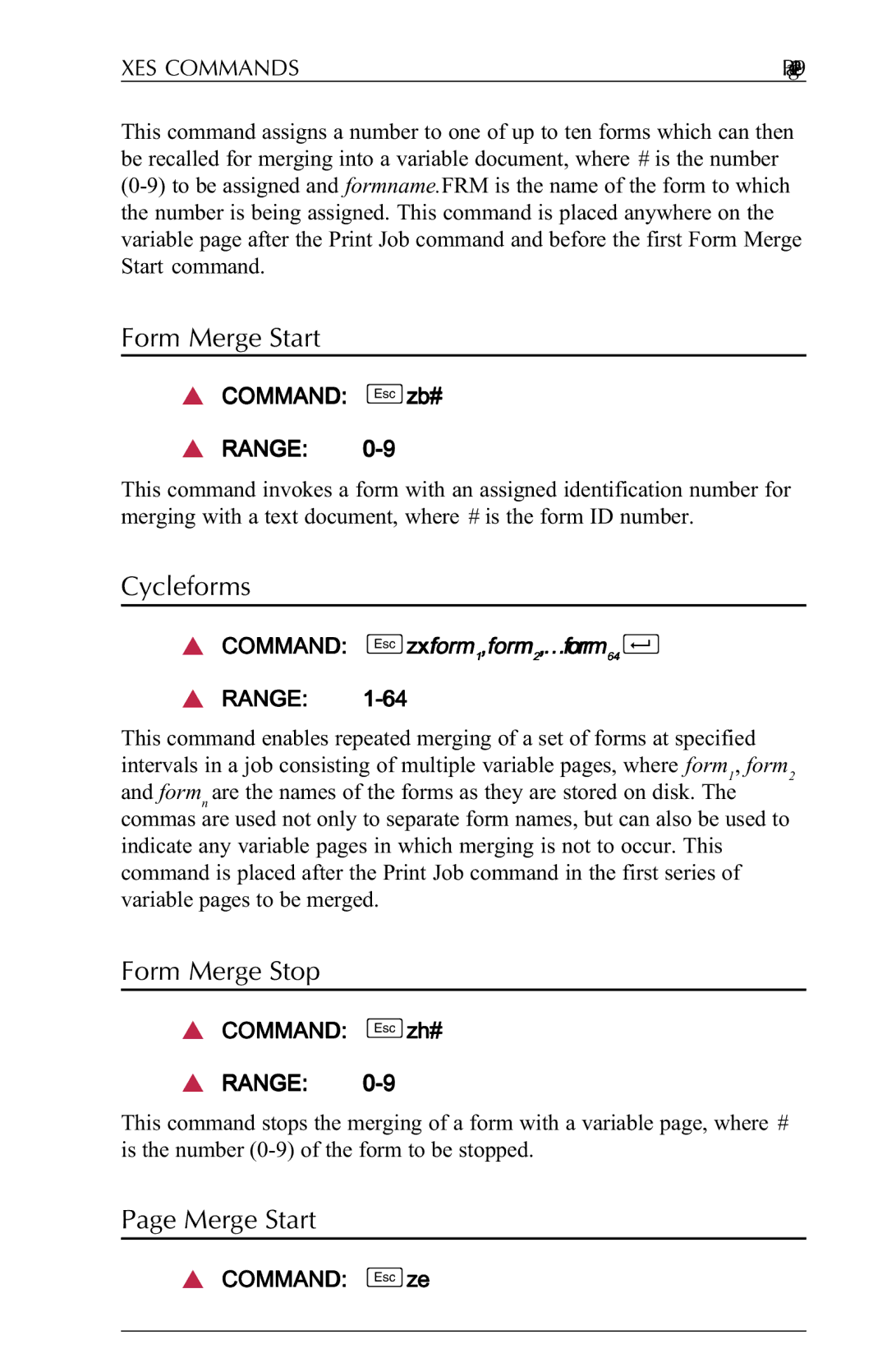 Agilent Technologies N-Series user manual Form Merge Start, Cycleforms, Form Merge Stop 