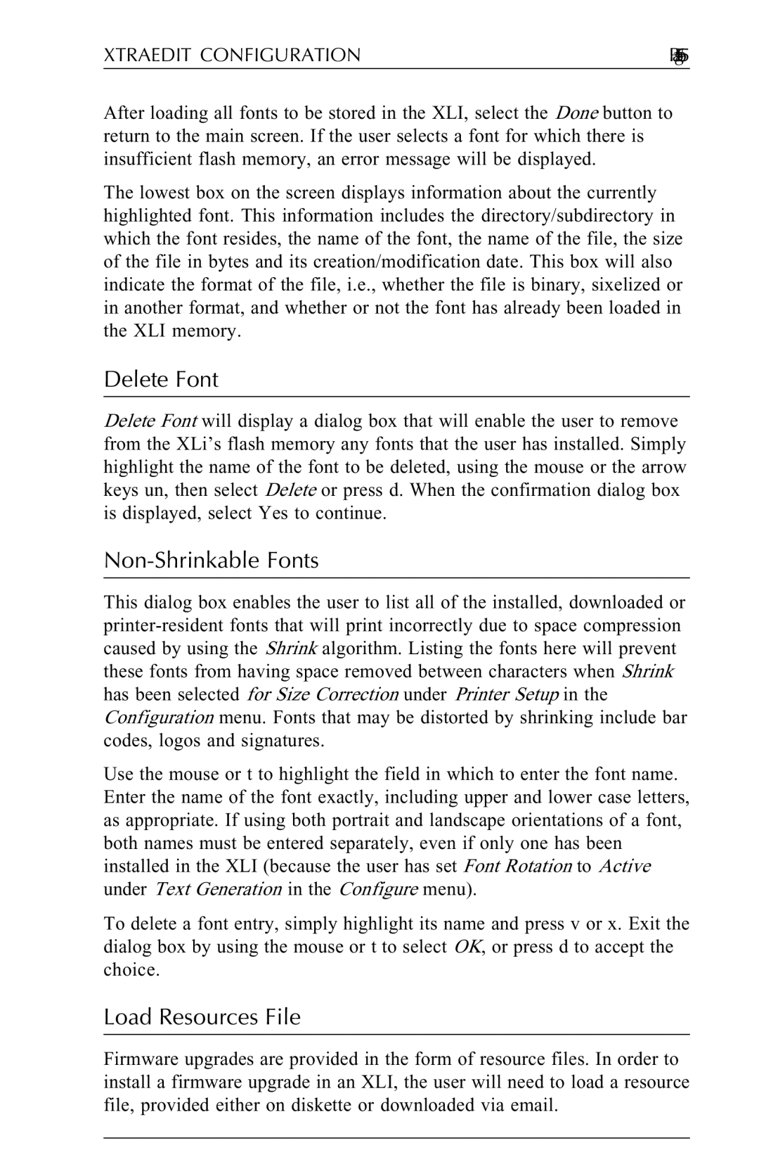 Agilent Technologies N-Series user manual Delete Font, Non-Shrinkable Fonts, Load Resources File 