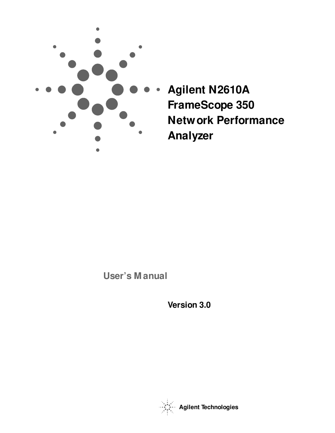 Agilent Technologies user manual Agilent N2610A FrameScope Network Performance Analyzer 