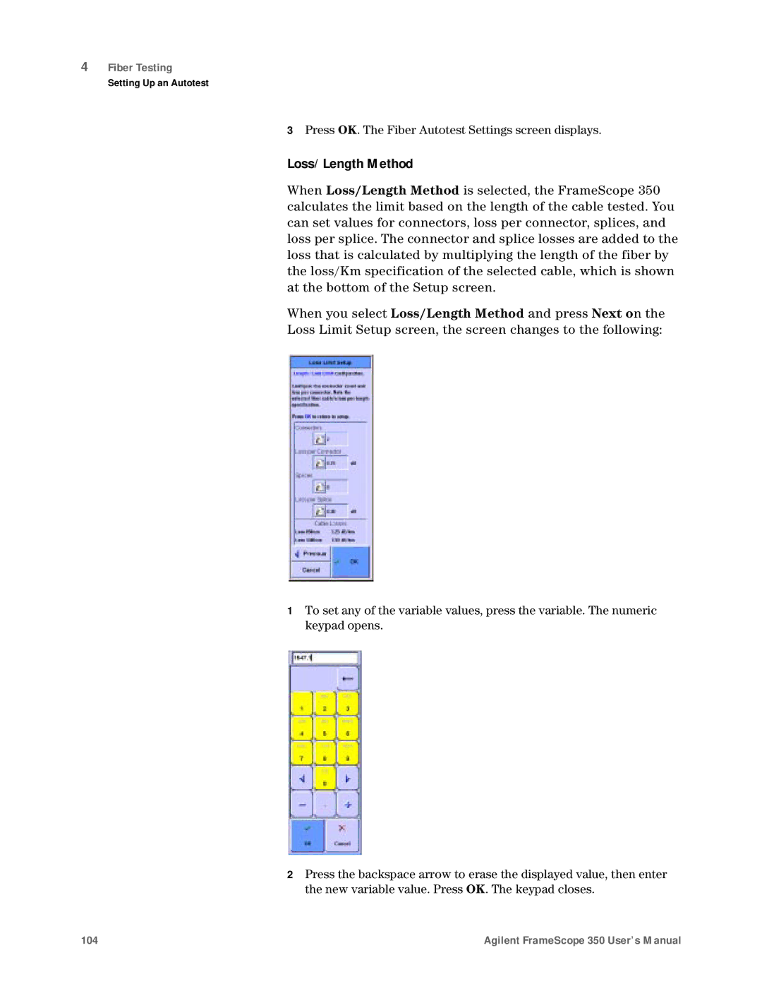 Agilent Technologies N2610A user manual Loss/Length Method 