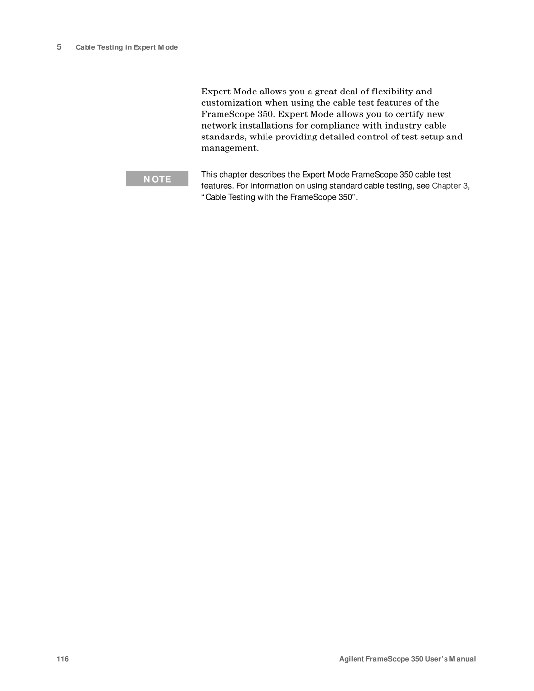 Agilent Technologies N2610A user manual Cable Testing in Expert Mode 