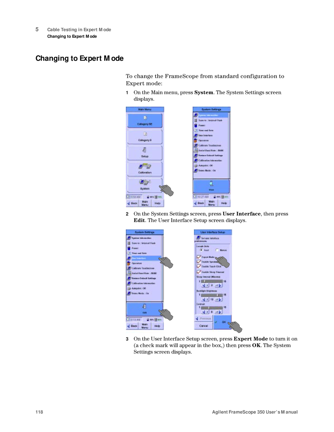 Agilent Technologies N2610A user manual Changing to Expert Mode 