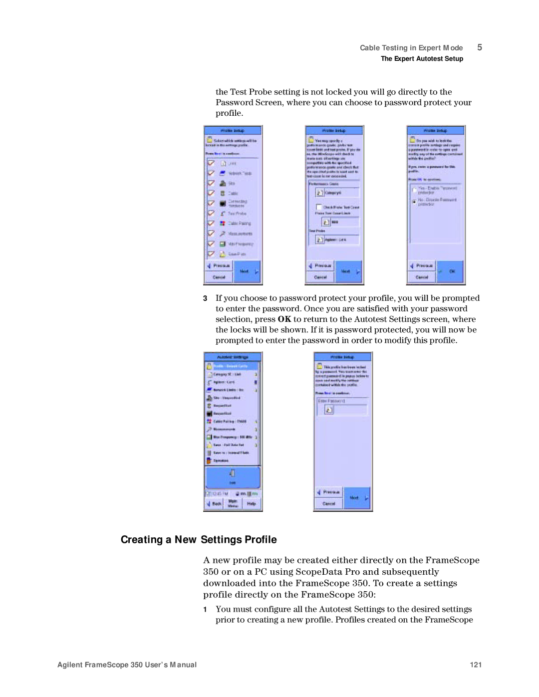 Agilent Technologies N2610A user manual Creating a New Settings Profile 