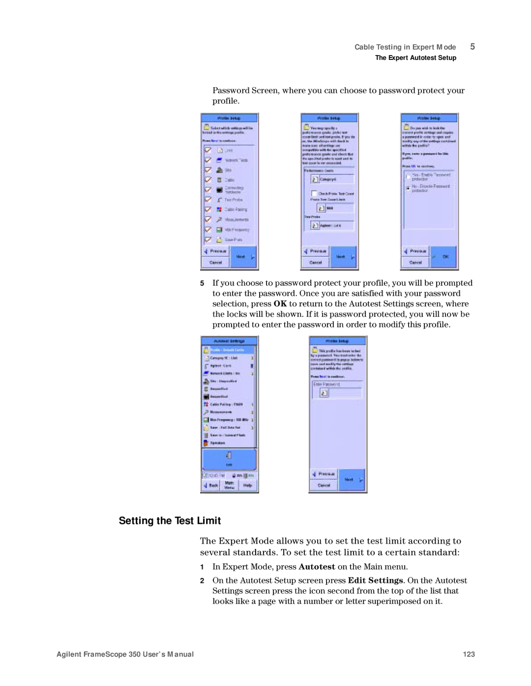 Agilent Technologies N2610A user manual Setting the Test Limit, Expert Mode, press Autotest on the Main menu 