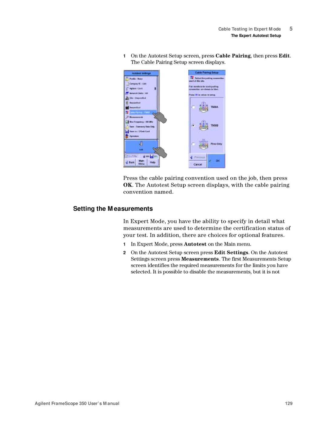 Agilent Technologies N2610A user manual Setting the Measurements 