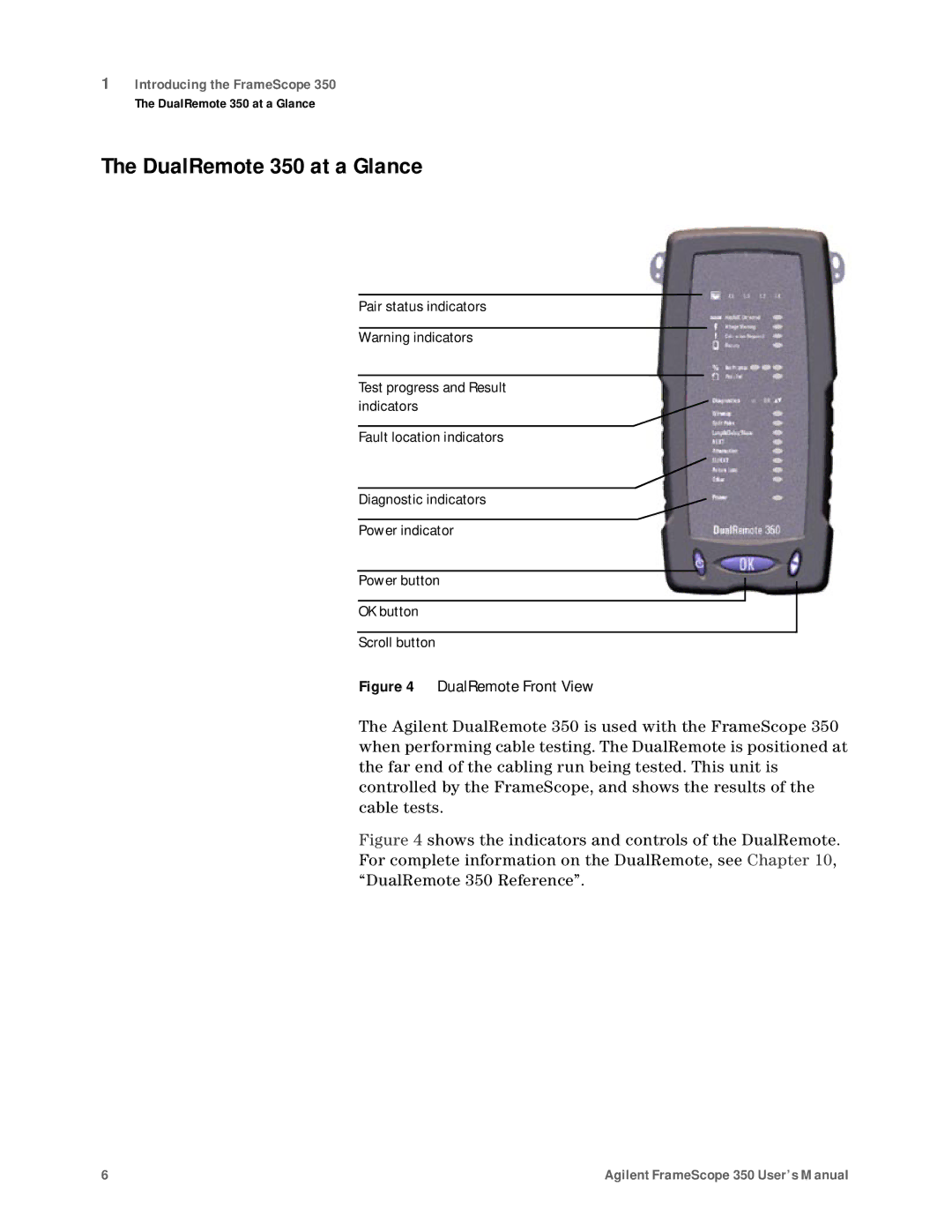 Agilent Technologies N2610A user manual DualRemote 350 at a Glance, DualRemote Front View 