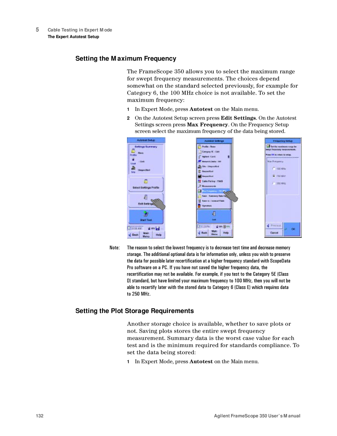 Agilent Technologies N2610A user manual Setting the Maximum Frequency, Setting the Plot Storage Requirements 