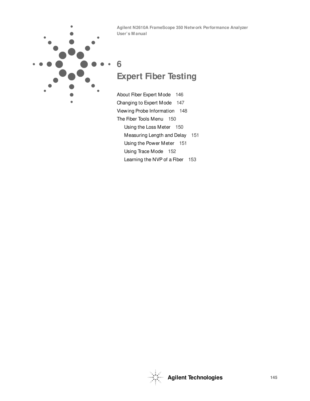 Agilent Technologies N2610A user manual Expert Fiber Testing 