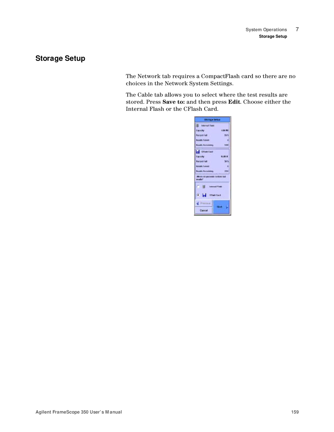 Agilent Technologies N2610A user manual Storage Setup 