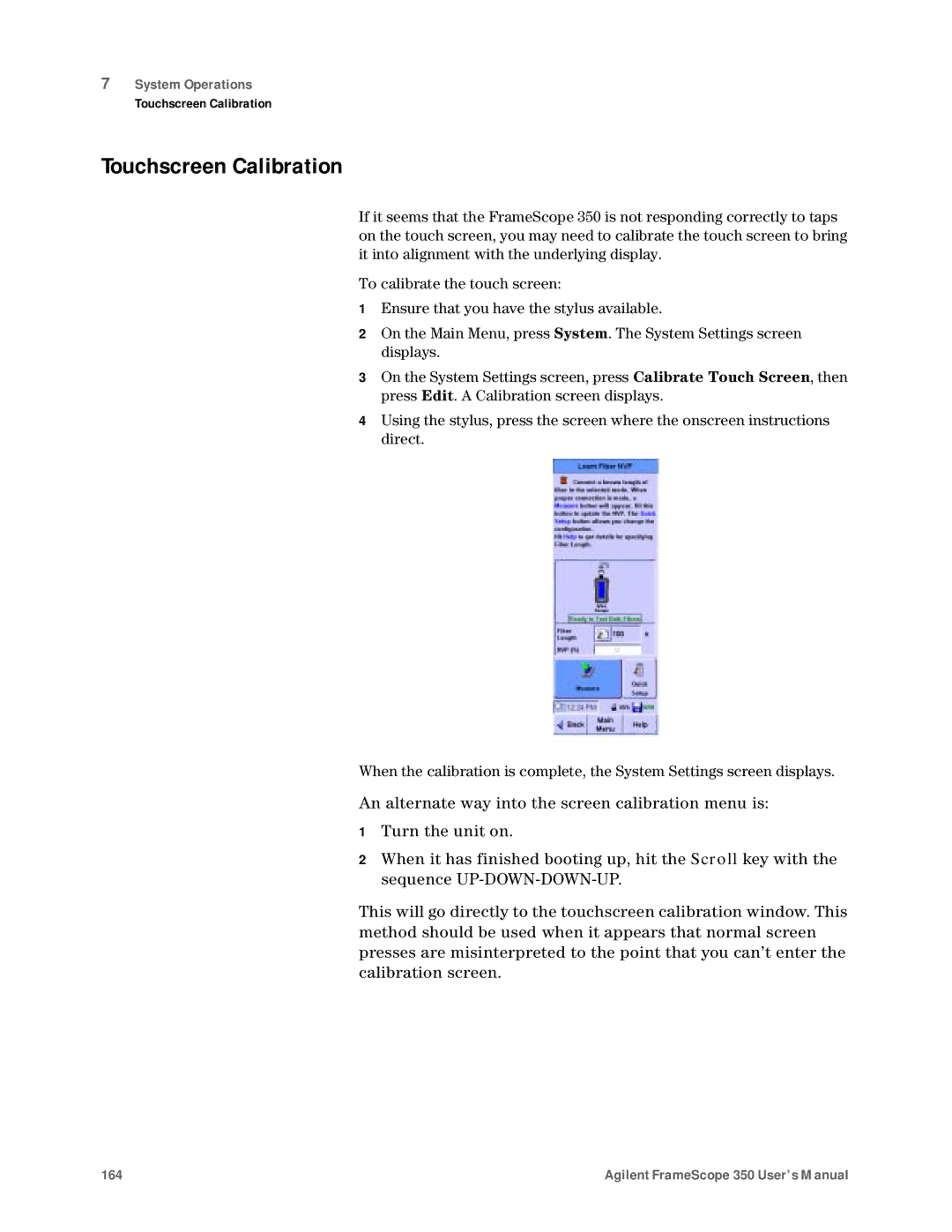 Agilent Technologies N2610A user manual Touchscreen Calibration 