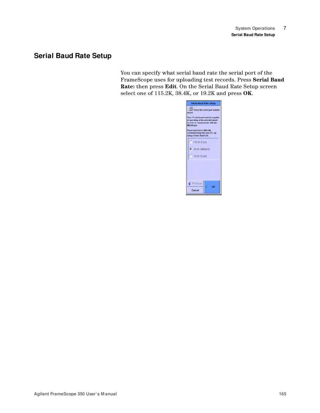 Agilent Technologies N2610A user manual Serial Baud Rate Setup 