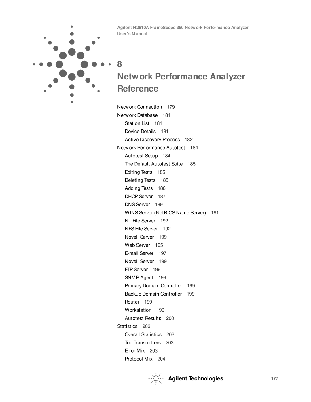 Agilent Technologies N2610A user manual Network Performance Analyzer Reference 