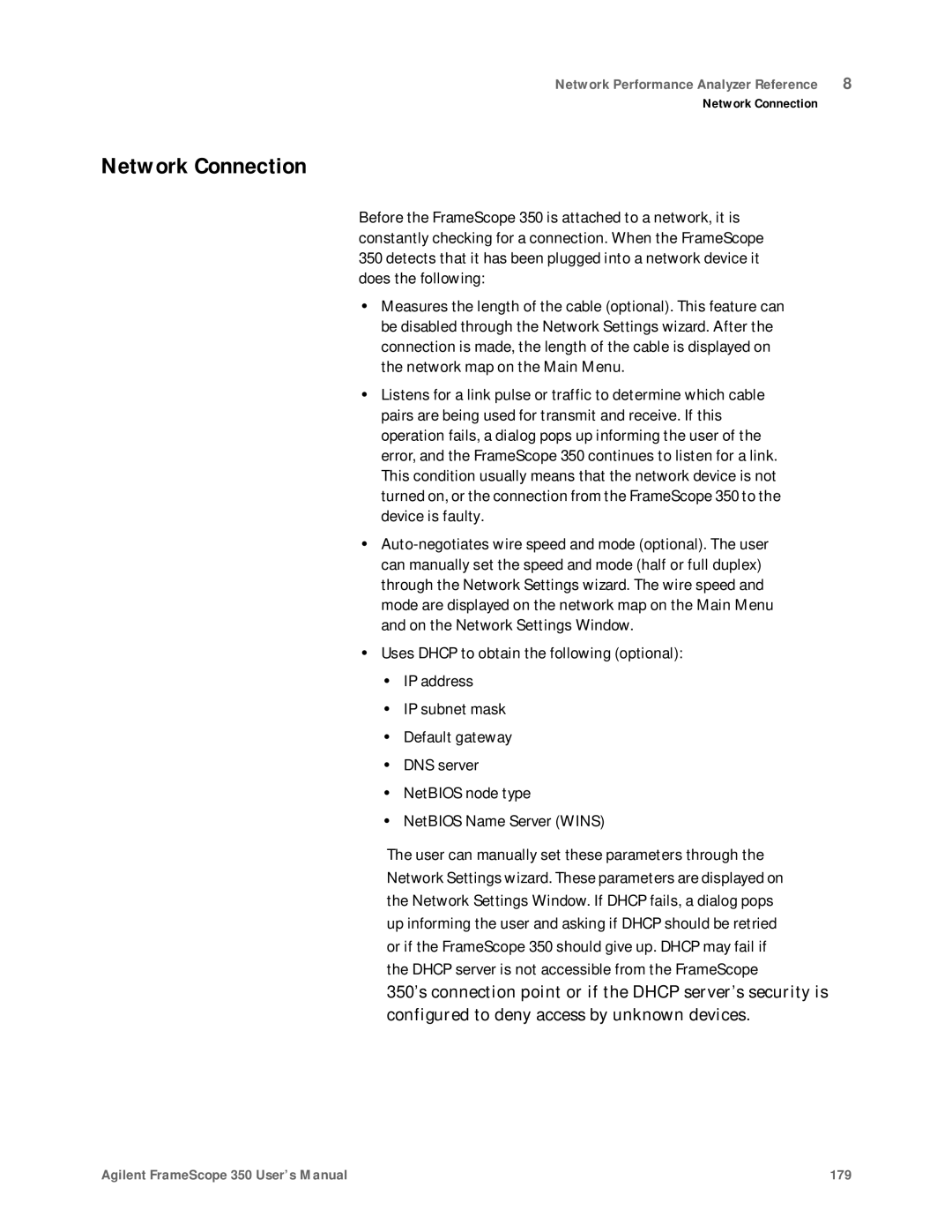 Agilent Technologies N2610A user manual Network Connection 