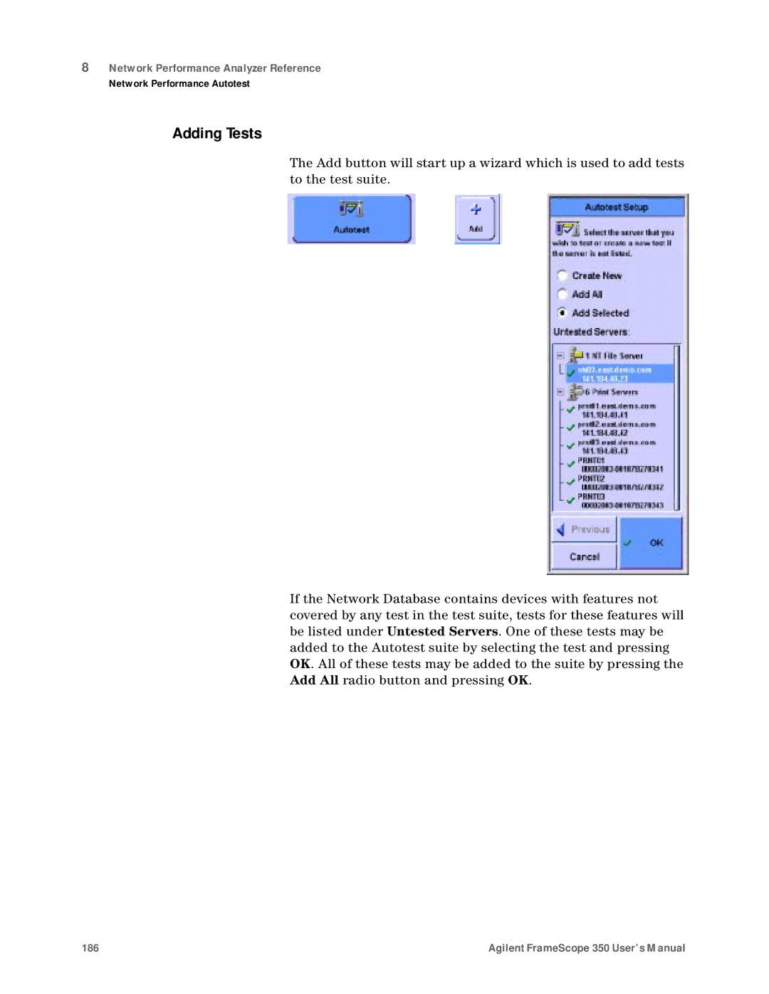 Agilent Technologies N2610A user manual Adding Tests 