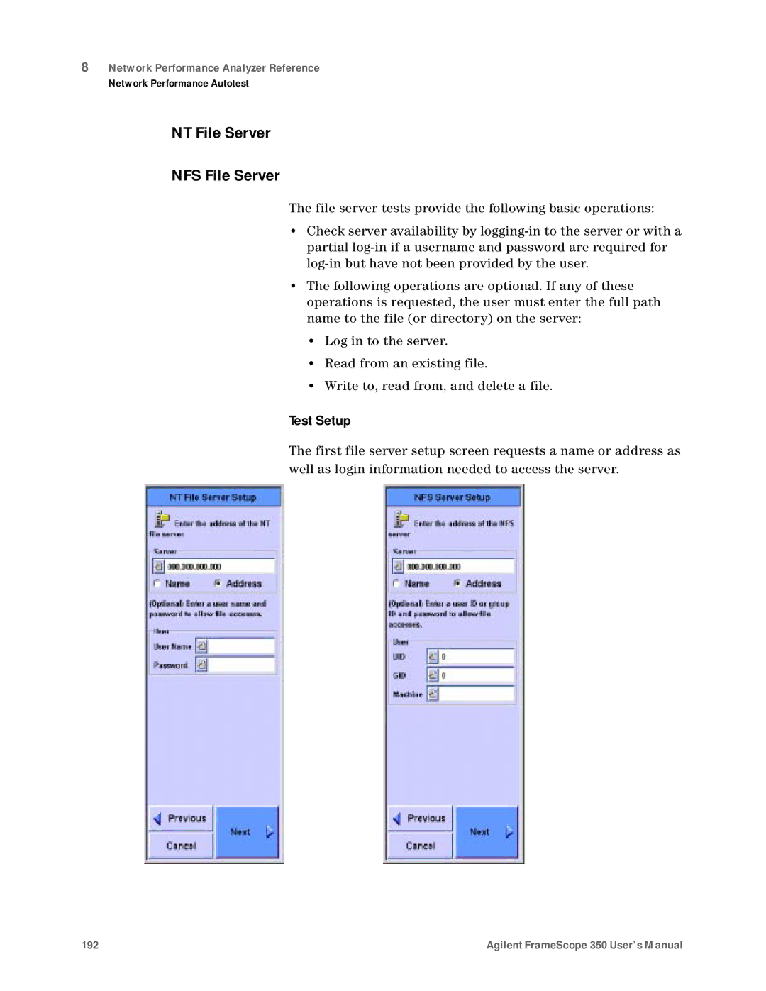 Agilent Technologies N2610A user manual NT File Server NFS File Server 