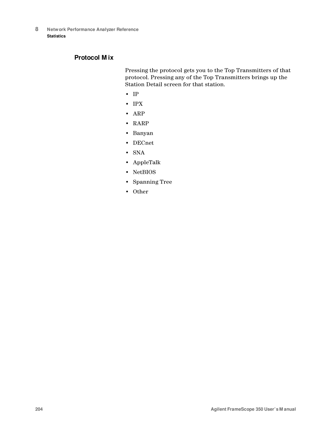 Agilent Technologies N2610A user manual Protocol Mix, Sna 