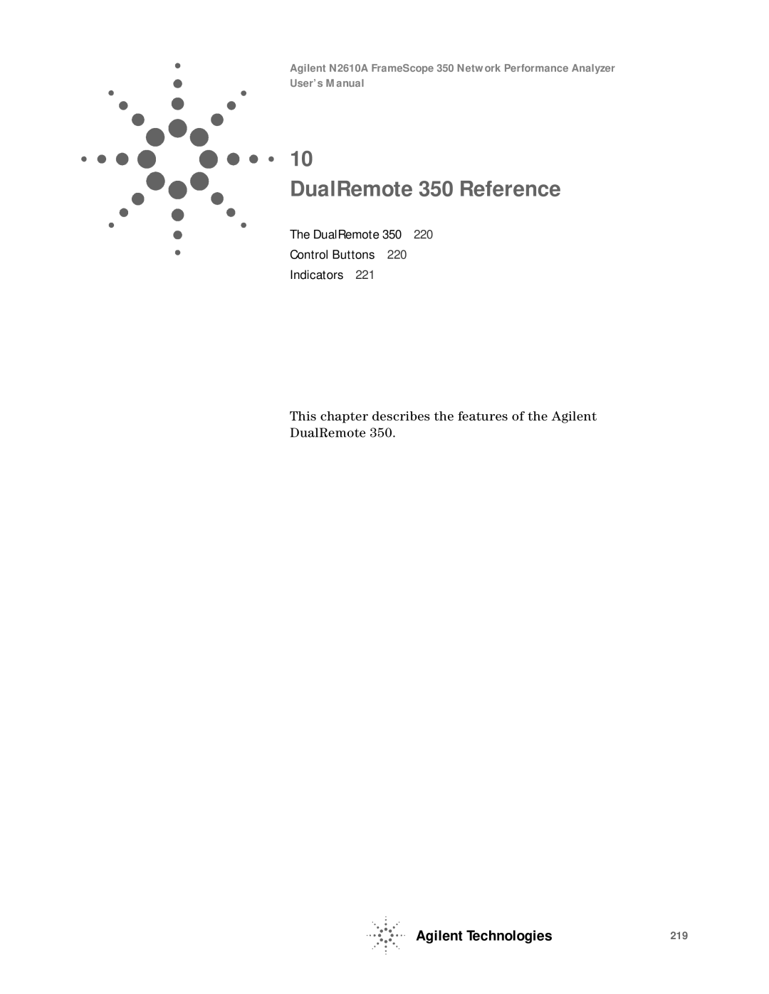 Agilent Technologies N2610A user manual DualRemote 350 Reference 