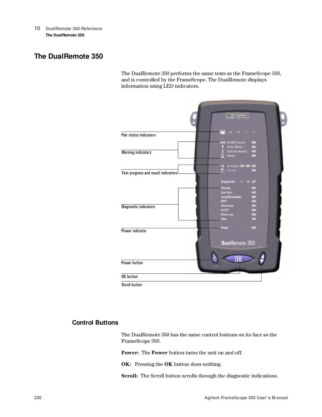 Agilent Technologies N2610A user manual DualRemote, Control Buttons 