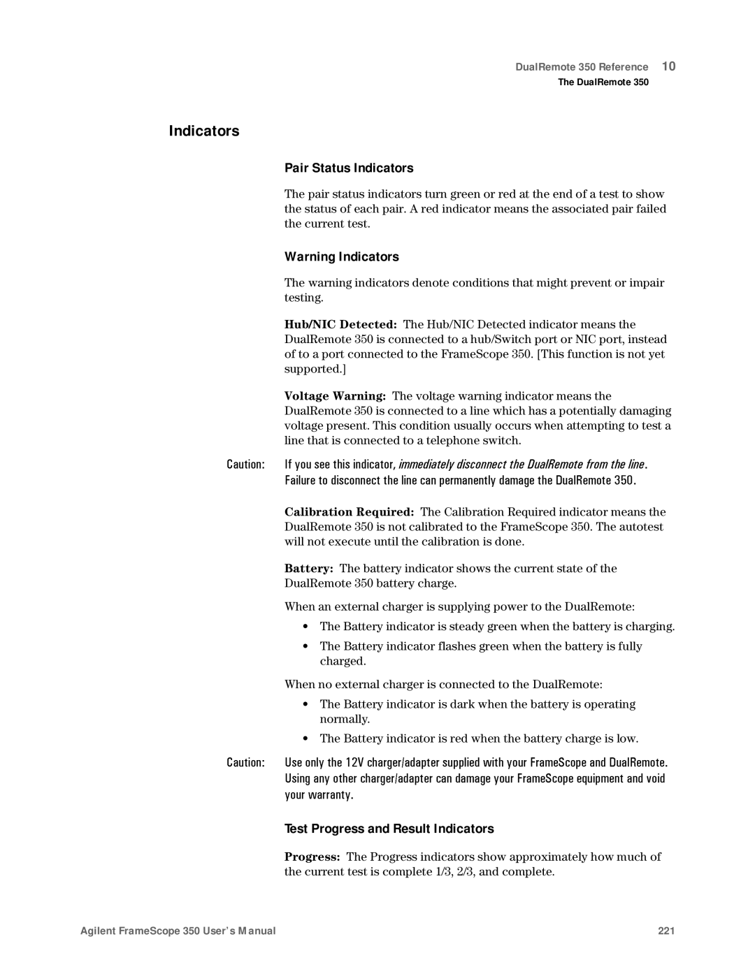 Agilent Technologies N2610A user manual Pair Status Indicators, Test Progress and Result Indicators 