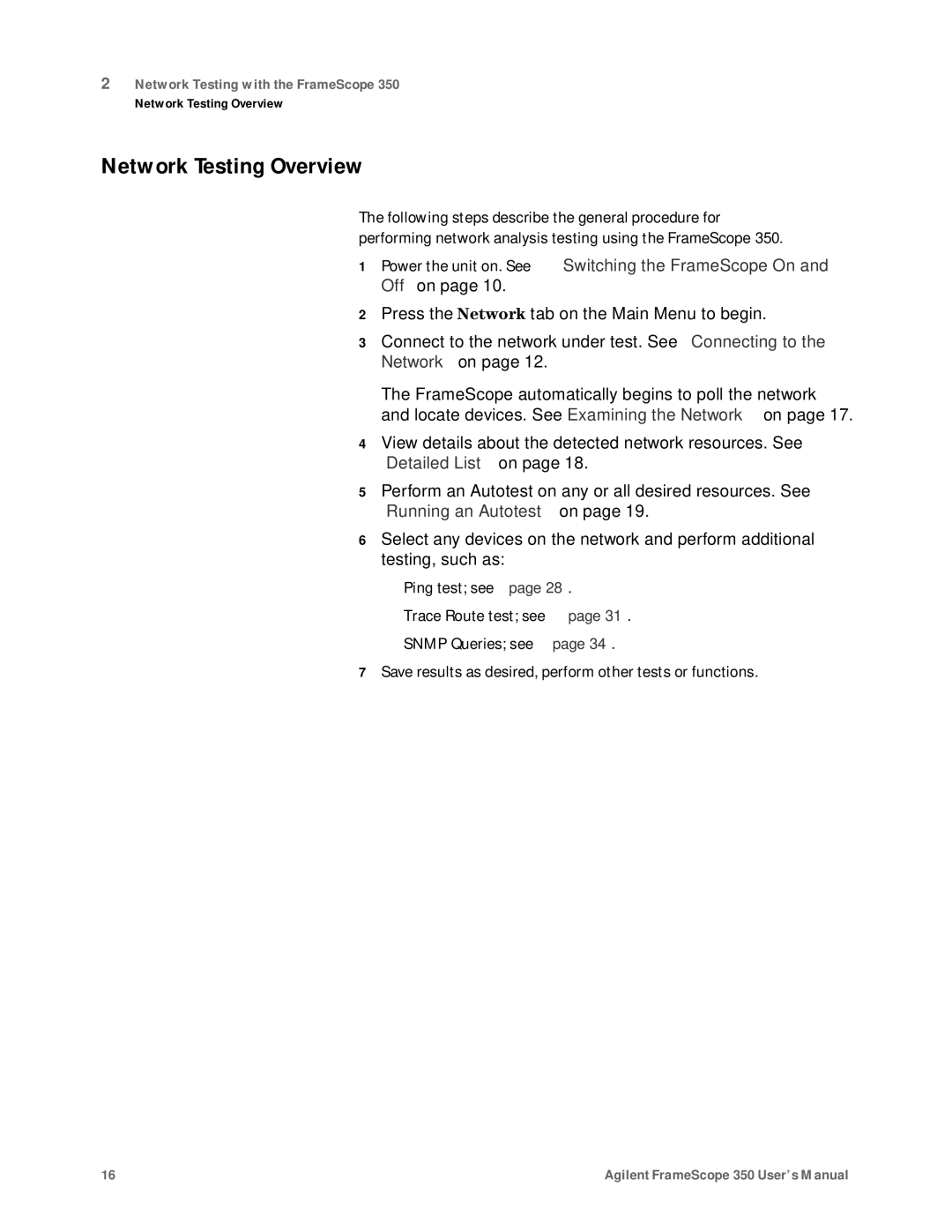 Agilent Technologies N2610A user manual Network Testing Overview 