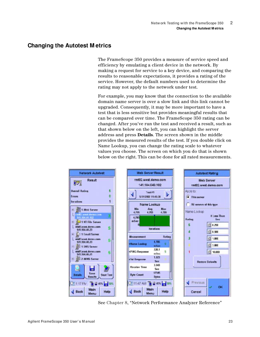 Agilent Technologies N2610A user manual Changing the Autotest Metrics 