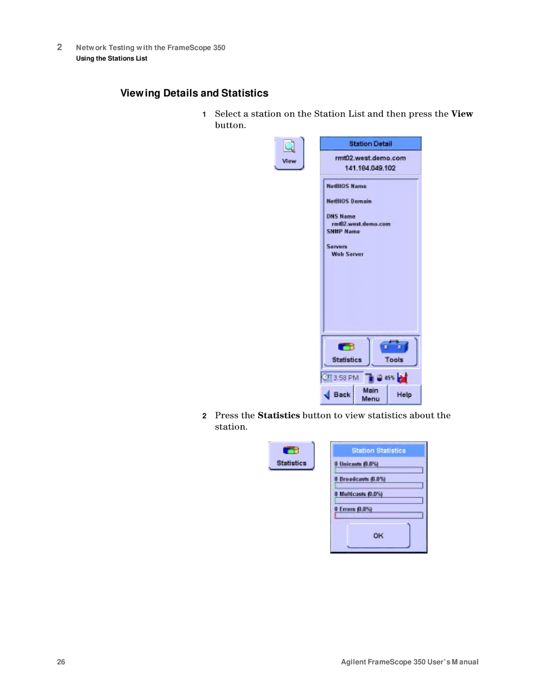 Agilent Technologies N2610A user manual Viewing Details and Statistics 