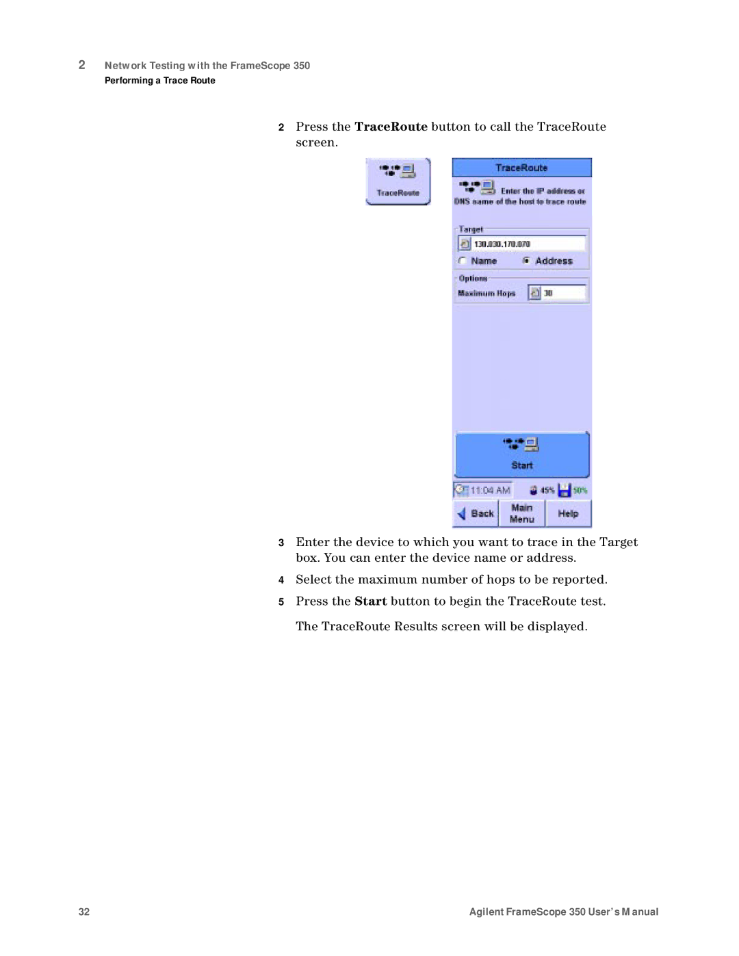 Agilent Technologies N2610A user manual Network Testing with the FrameScope 