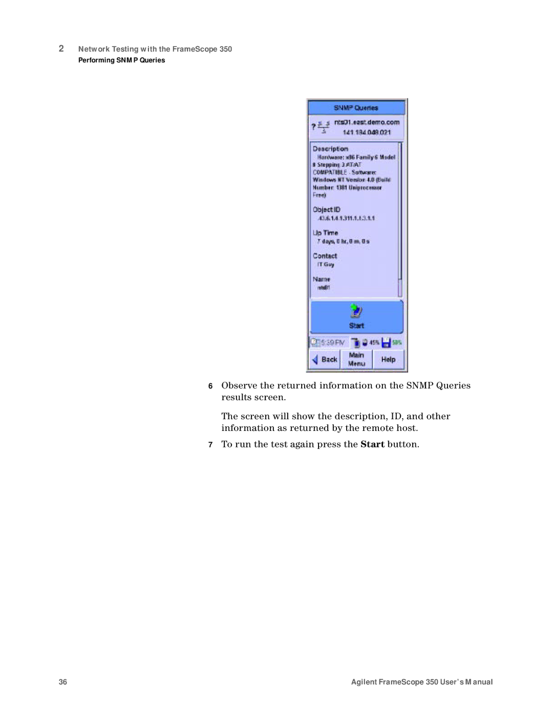 Agilent Technologies N2610A user manual Network Testing with the FrameScope 