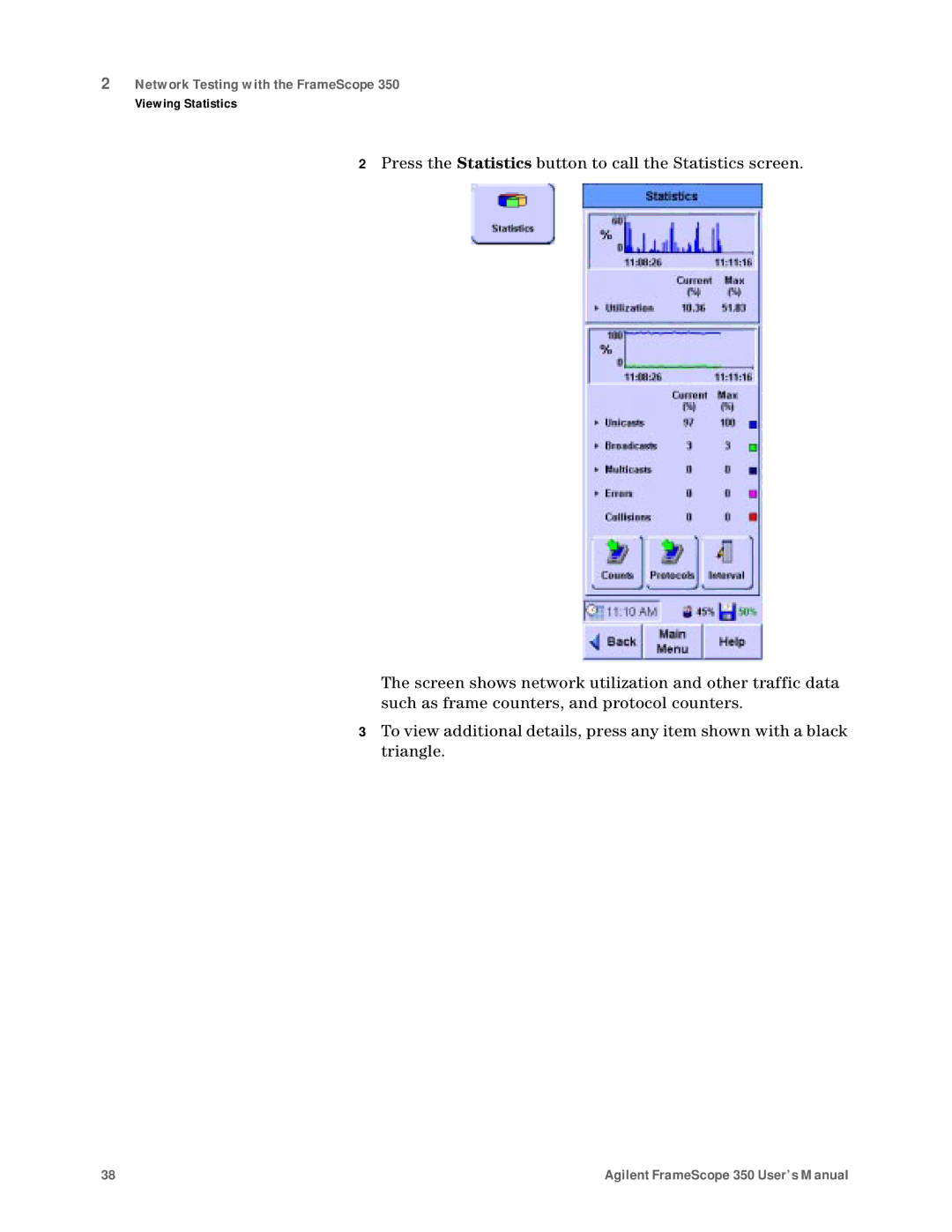 Agilent Technologies N2610A user manual Network Testing with the FrameScope 