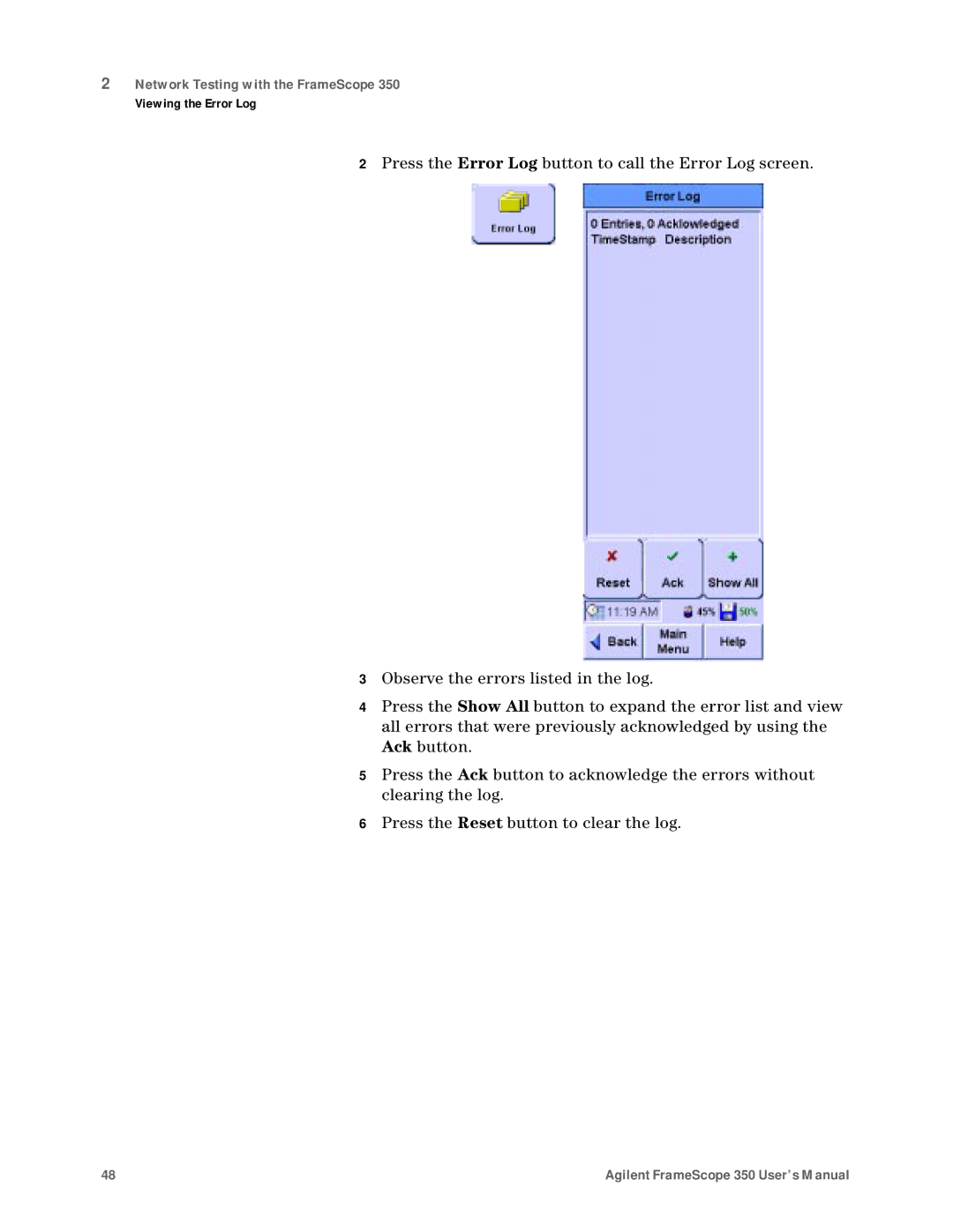 Agilent Technologies N2610A user manual Network Testing with the FrameScope 