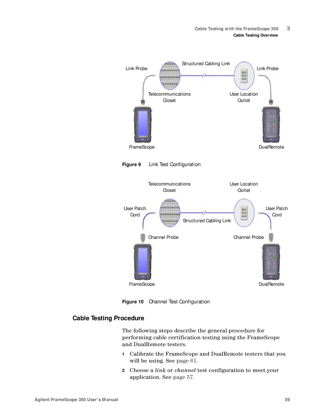 Agilent Technologies N2610A user manual Cable Testing Procedure, Link Test Configuration 