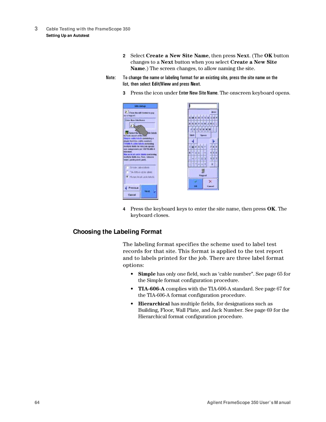 Agilent Technologies N2610A user manual Choosing the Labeling Format 